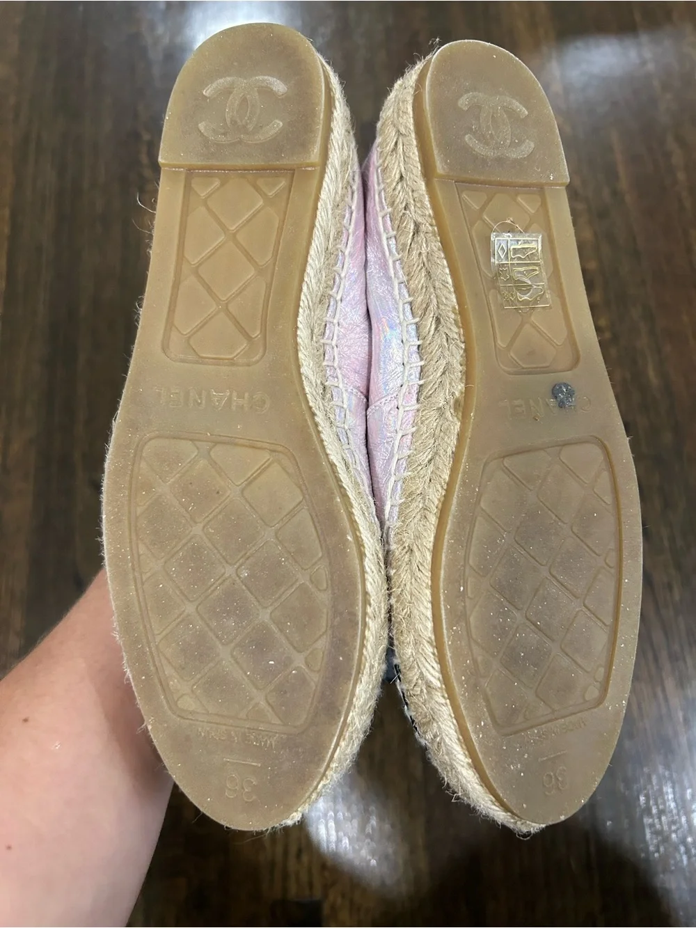 CHANEL espadrilles iridescent